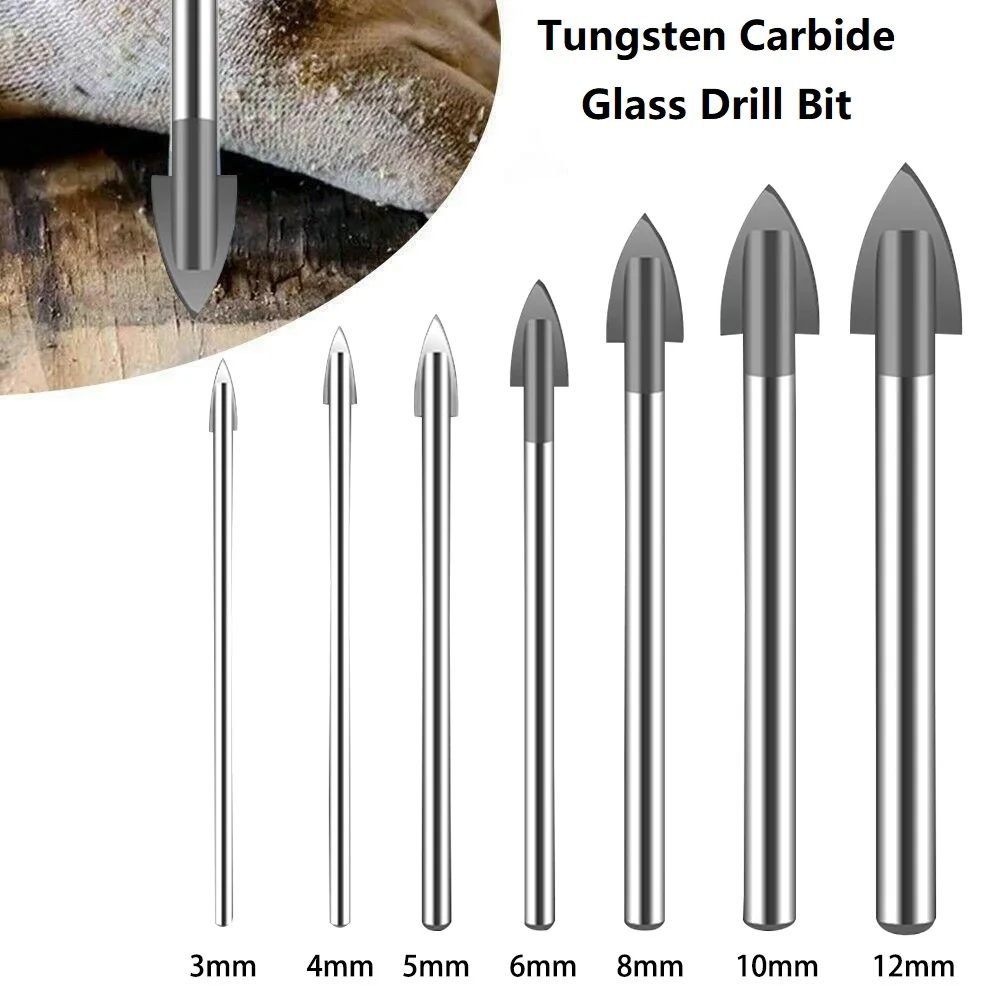 

Glass Drill Bit Tungsten Carbide Tipped Ceramic Tile Cutter Power Tool 3-12mm Drill Diameter For Ceramics Granite Tiles Stone