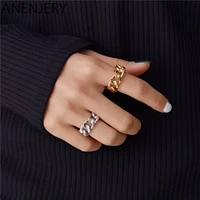 korean fashion ins gold silver thick chain hollow out opening adjustable engagement rings for women jewelry wedding party gift