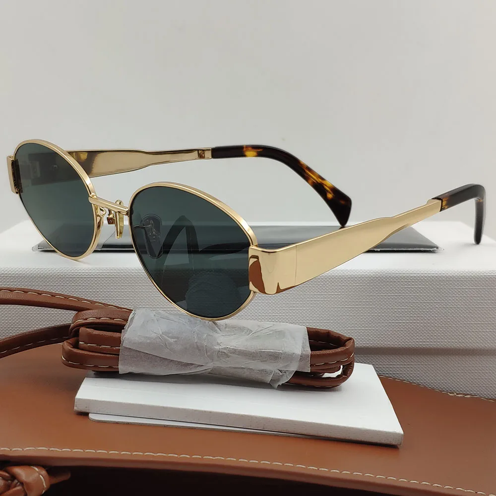 Oval Metal Frame Small Sunglasses For Women Male Aesthetic Brand Designer Futuristic Unisex Summer Ladies For Sun Glasses UV400