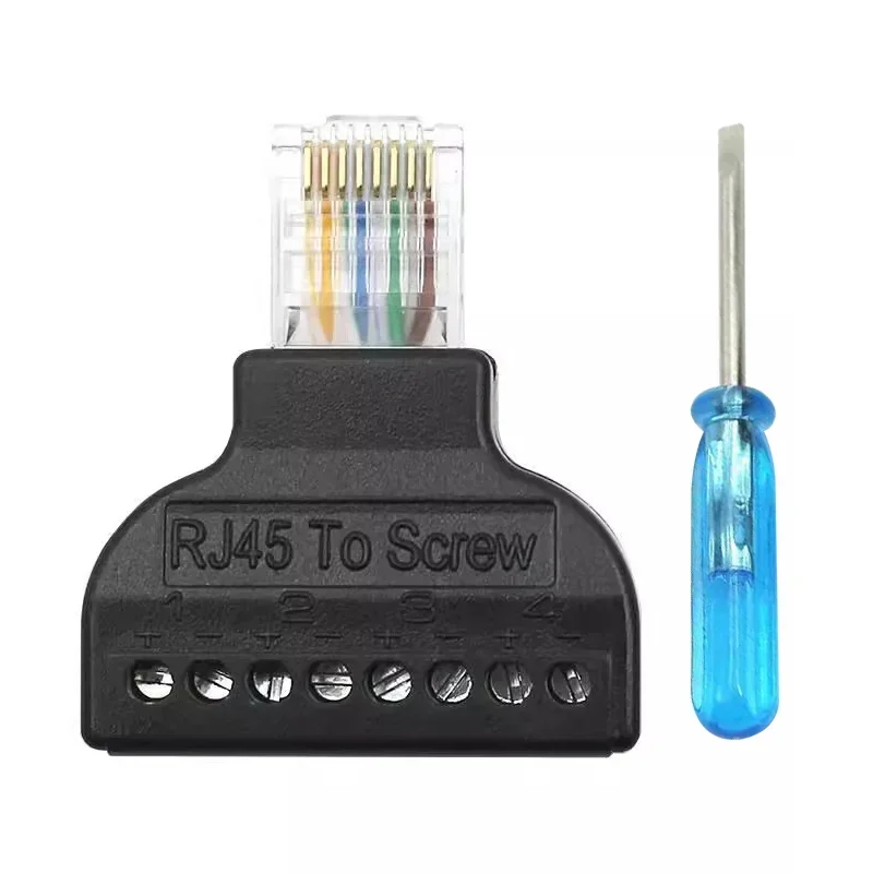 Фото Переходник RJ45 на 8-контактный винтовой блок с 8-контактной винтовой клеммой и разъемом RJ45 для разъема кабеля Интернета сетевого AV №2