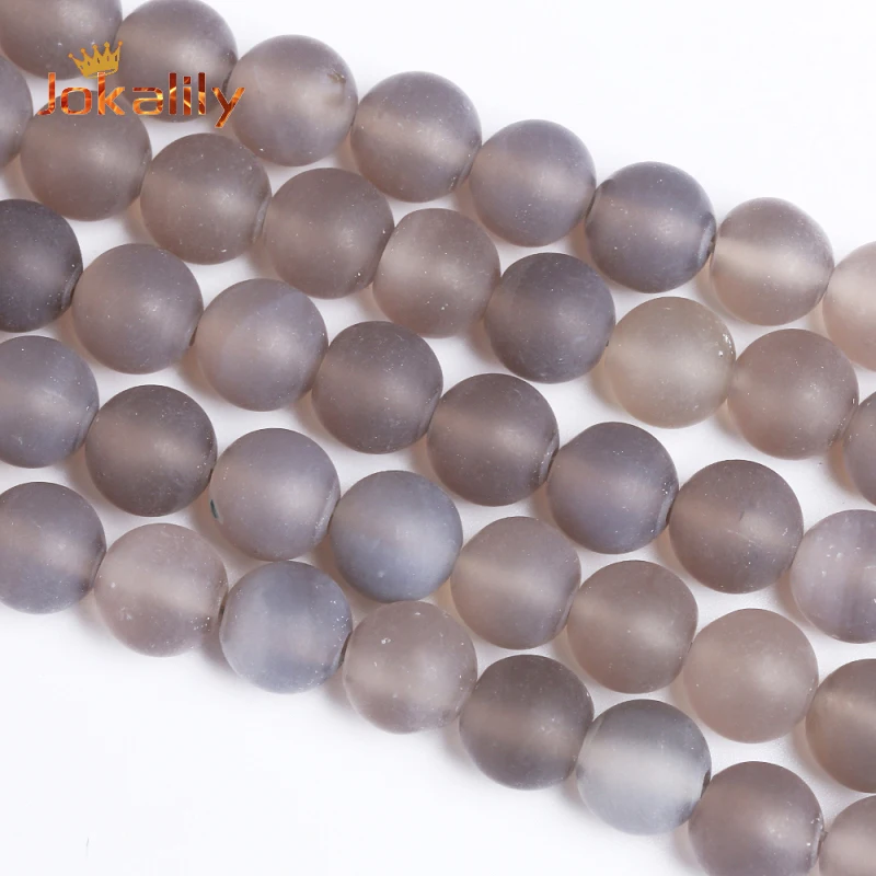 

Natural Stone Dull Polish Matte Grey Agates Round Loose Beads For Jewelry Making DIY Bracelets 4 6 8 10 12 14 16mm 15"