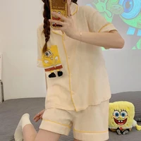 kawaii pajamas spongebobed cute patrickstars cartoon anime summer shorts short sleeved pajamas home clothes set for girls gift