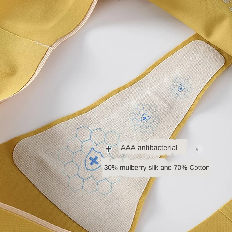 6 шт. женские антибактериальные бесшовные трусики-танга из шелка тутового