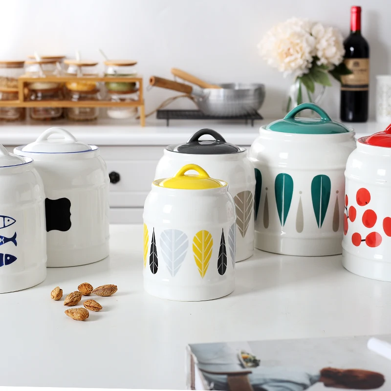 Household Kitchen Ceramic Large Capacity Sealed Jar Milk Powder Tea Grains Snack Storage Coffee Sugar Set | Дом и сад
