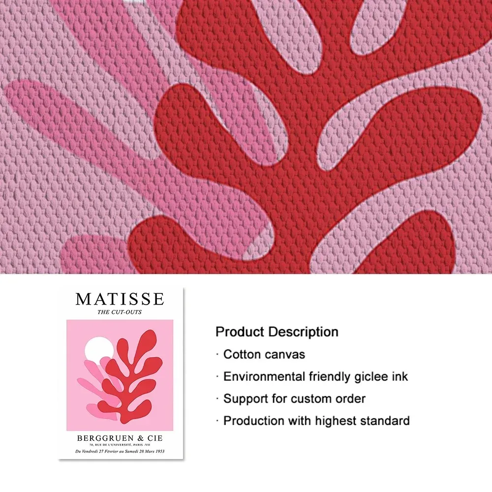 Абстрактная линия роза Баухаус Матисс холст с принтом без рамы классический