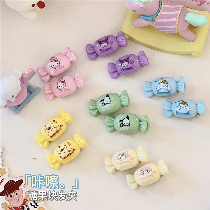 

Мультяшная Sanrioed Kuromi My Melody Kawaii имитация конфет мини шпилька для волос Ins девушка сердце Cinnamoroll аксессуары для волос праздничные подарки