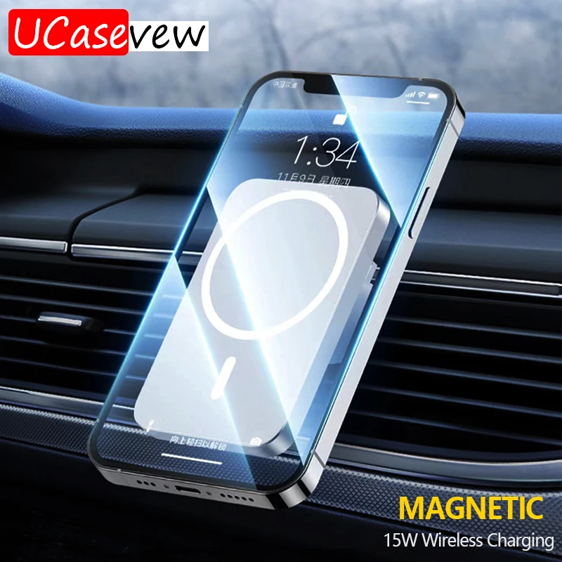 

Беспроводное зарядное устройство Qi 15 Вт, магнитный безопасный держатель, крепление, адсорбируемая подставка для Apple iPhone 13 серии 12 Pro Max, автом...