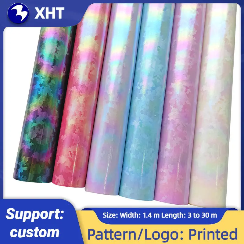 

30x135cm Rainbow Laser Holographic Reflective Two Toned PU Camouflage Pattern for Making Belt Key Chain Hair Bow