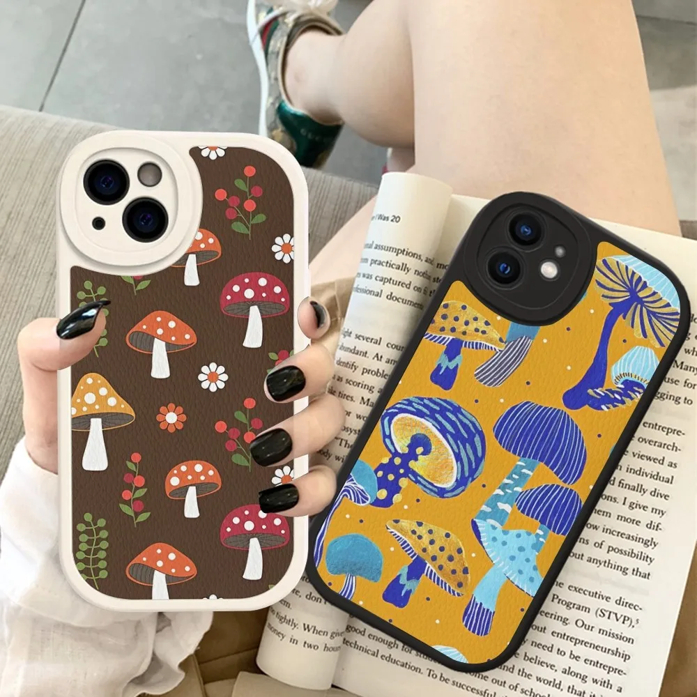 

Fresh Mushrooms Painted Phone Case Hard Leather For iPhone 14 13 12 Mini 11 14 Pro Max Xs X Xr 7 8 Plus Fundas