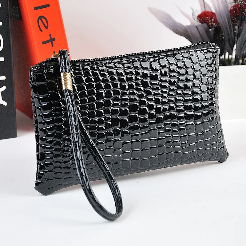 

1PC Women PU Clutch Long Casual Wallet Litchi Grain Coin Purse Female Bag Wrist Bags Zipper Phone Pocket Credit Card Holder