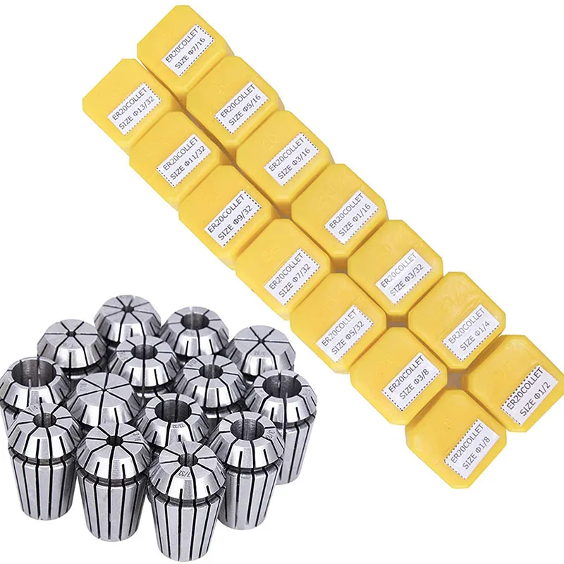 

13PCS ER20 Spring Collet Set for CNC Engraving Machine and CNC Milling Lathe Tool Workholding Engraving Collets Machines