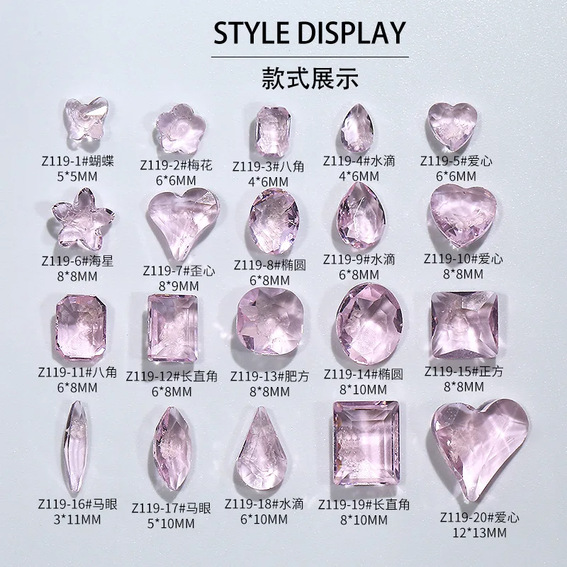 

10PCS Luxury Nail Rhinestones Pink Ice Shiny Horse Eyes Crooked Heart Nail Diamond Jewelry Press On Nails Charms Gems DIY Decora