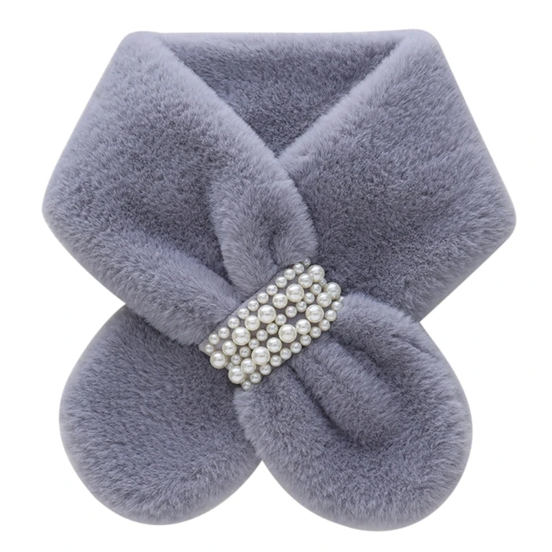 

Winter Adult Pearl Buckle Scarf Furry Windproof Plush Thicken New Year Scarves