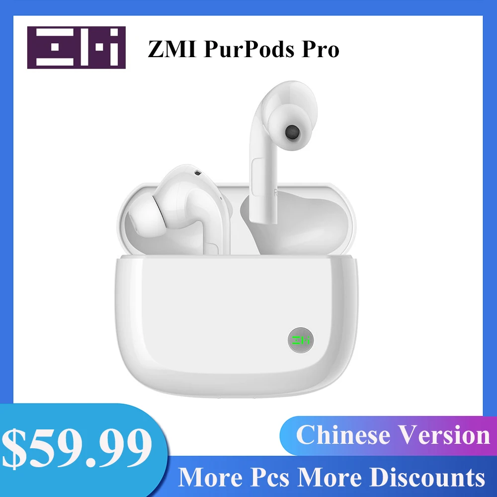 

ZMI PurPods Pro TWS Wireless Earphones Chinese Version Active Noise Cancelling Bluetooth 5.2 Headphones IPX4 Waterproof Earbuds