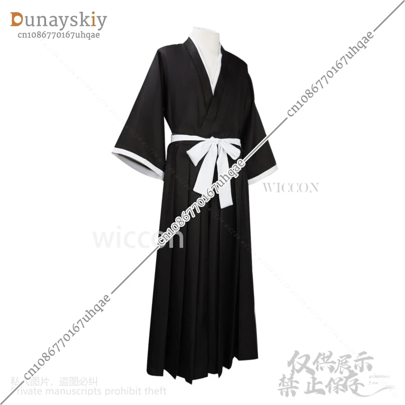 Аниме костюм Кучики Рукия косплей японское черное кимоно униформа парики Cos для