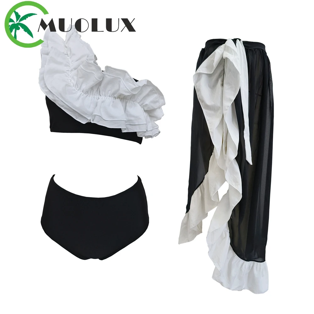 

MUOLUX 2023 Новый 3D цветок сексуальный на одно плечо Бикини Набор Купальник женский купальник Бразильский бикини пляжная юбка купальный костюм платье