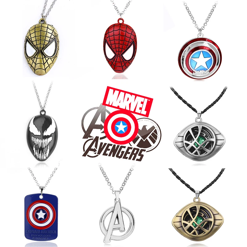 Collier de super-héros Marvel Avengers  avec pendentif Captain America  Spiderman  pour homme et