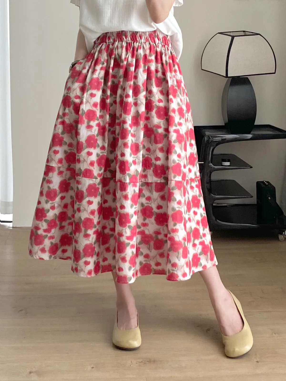 Юбка Женская Длинная с цветочным принтом винтажная хлопковая модная юбка миди