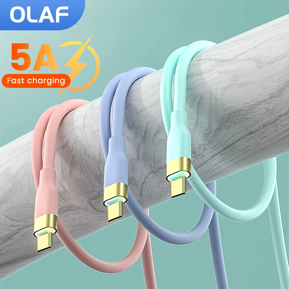 

Olaf 5A colorful USB Type C Cable For Huawei P30 P40 Pro Xiaomi POCO 40W USBC Fast Charging Cable Super Charger Cable Data Cord