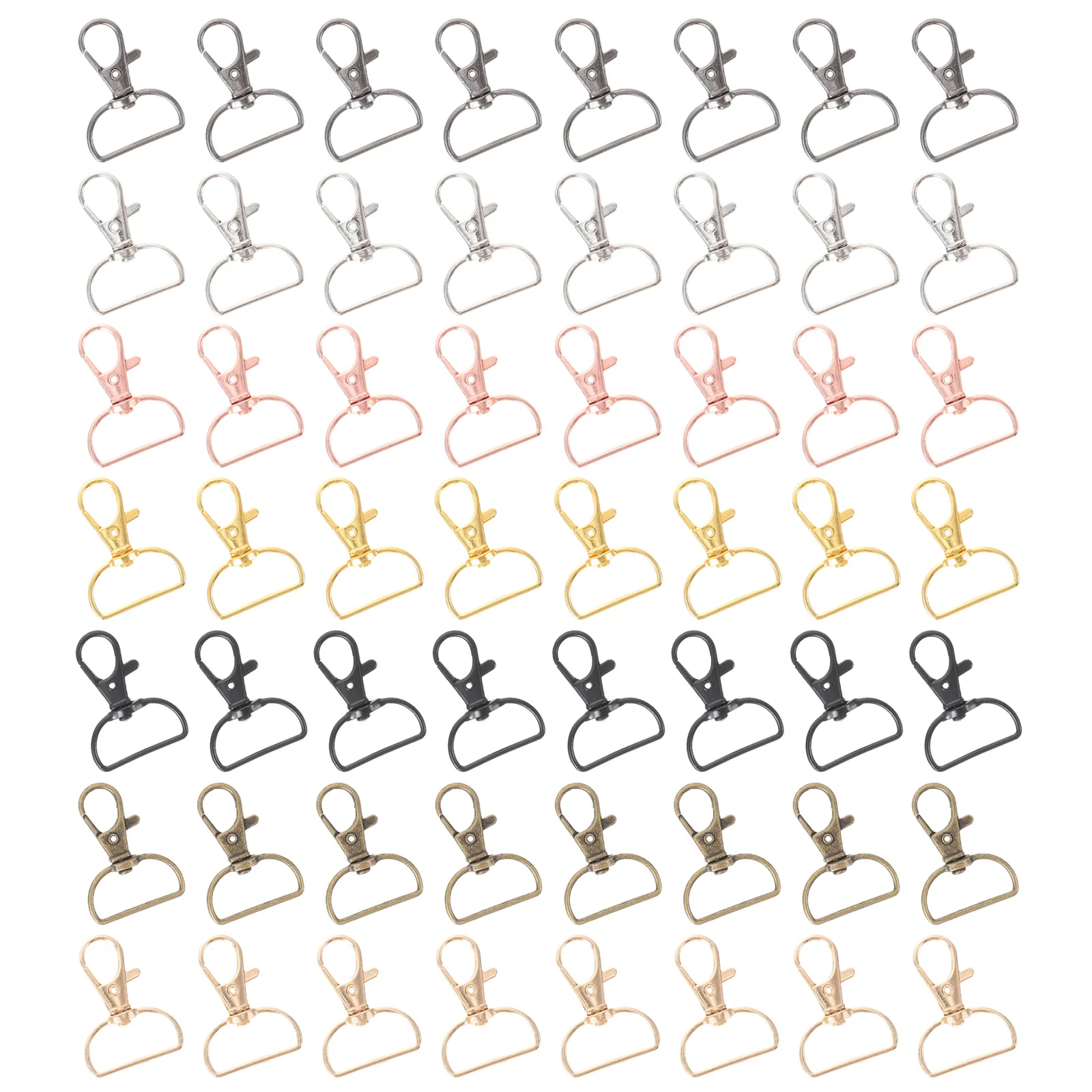 

70pcs Metal Swivel Clasps Lanyard Snap Hooks Keychain Hooks Lobster Claw Clasps