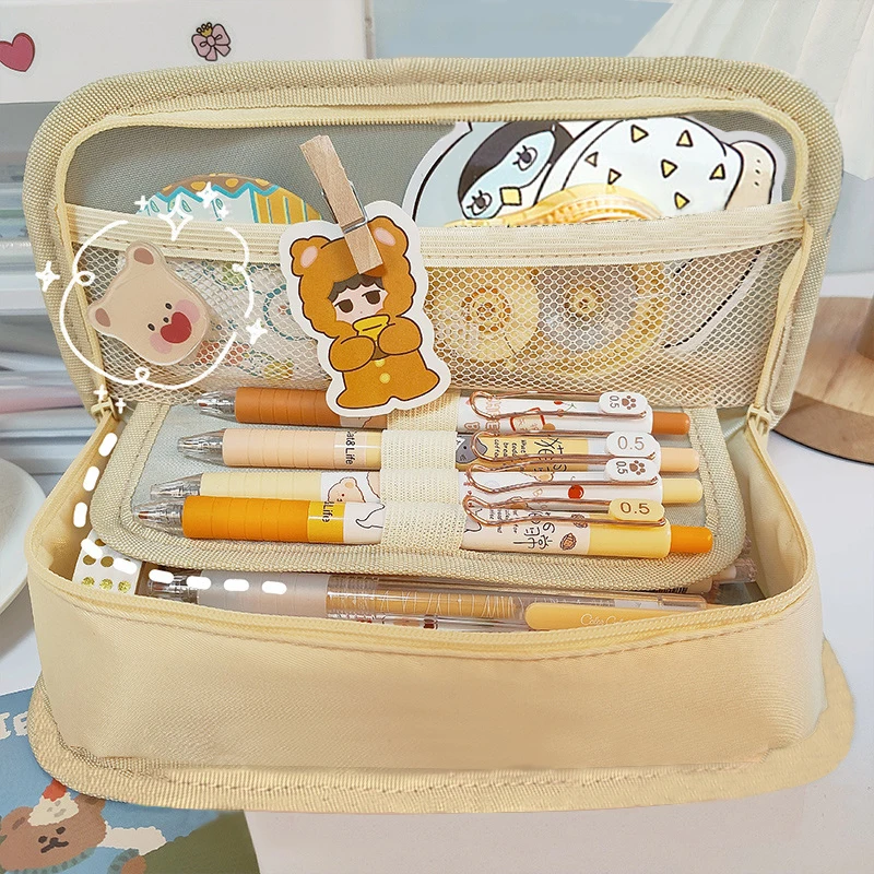

Large Capacity Pencil Case Stationery School Supplies Kawaii Stationery Trousse Scolaire Pencil Cases For Girls Pencil Boxes