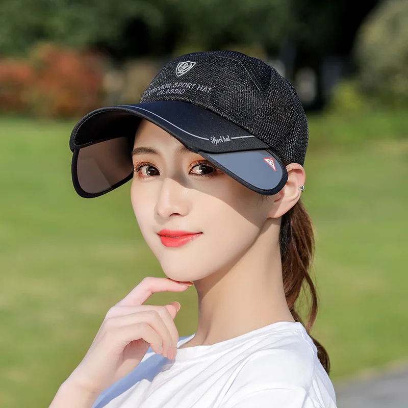 

Summer sunshade sun hat breathable curved brim retractable brim sun hat fashion peaked cap women, outdoor sports baseball cap