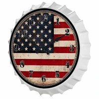 american flag wall clock silent non ticking battery powered metal painting vintage garden coffee bar decoration round station