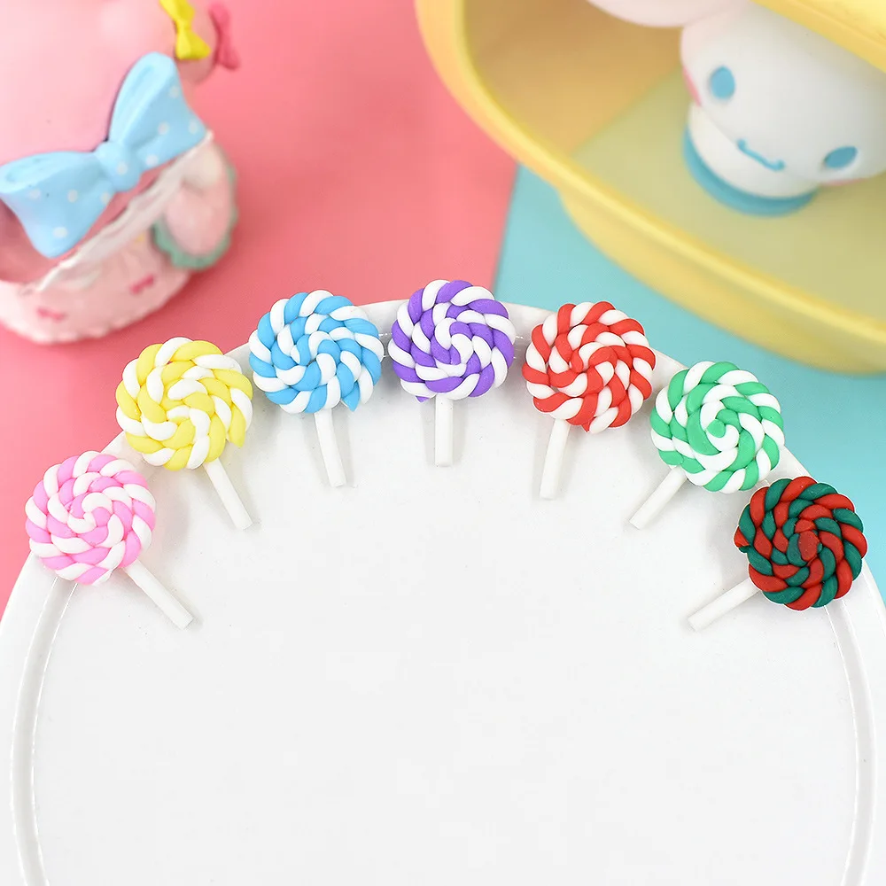 

10pcs Resin Diy Lollipop Kawaii Mini Figures Dollhouse Miniatures Scrapbook Accessories Material Flatback Embellishment Cabochon