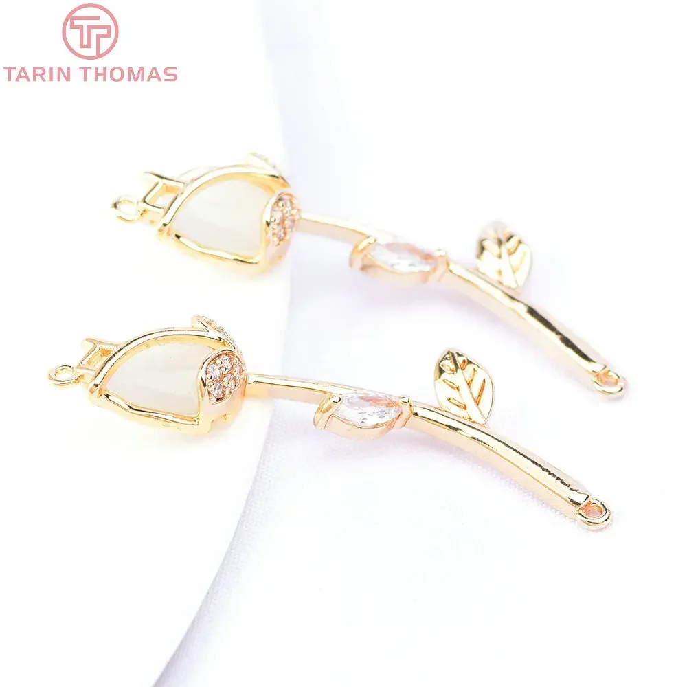 (6533) 4 шт. 11x11 5 мм 24-каратное золото латунь с цирконом подвески в виде цветочной