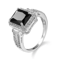 new elegant black color square zircon rings for women men fashion jewelry personality wedding ring engagement party gifts