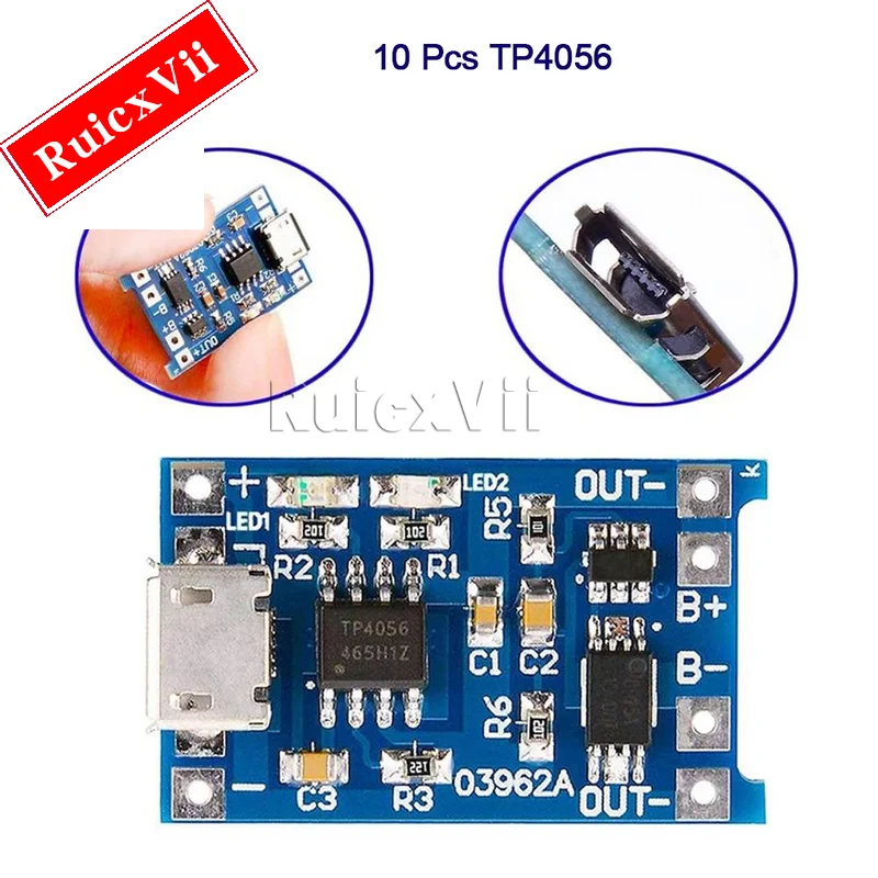 TP4056 5V 1A TENSTAR ROBOT модуль зарядного устройства внешнего аккумулятора + USB Micro 18650 Защитная плата литиевого аккумулятора 2,6*1,7 см