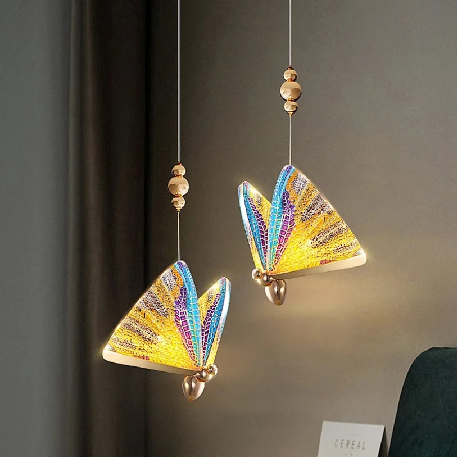 

Роскошные светодиодсветодиодный подвесные светильники в скандинавском стиле с бабочкой, внутреннее освещение, прикроватная лампа, вращаю...