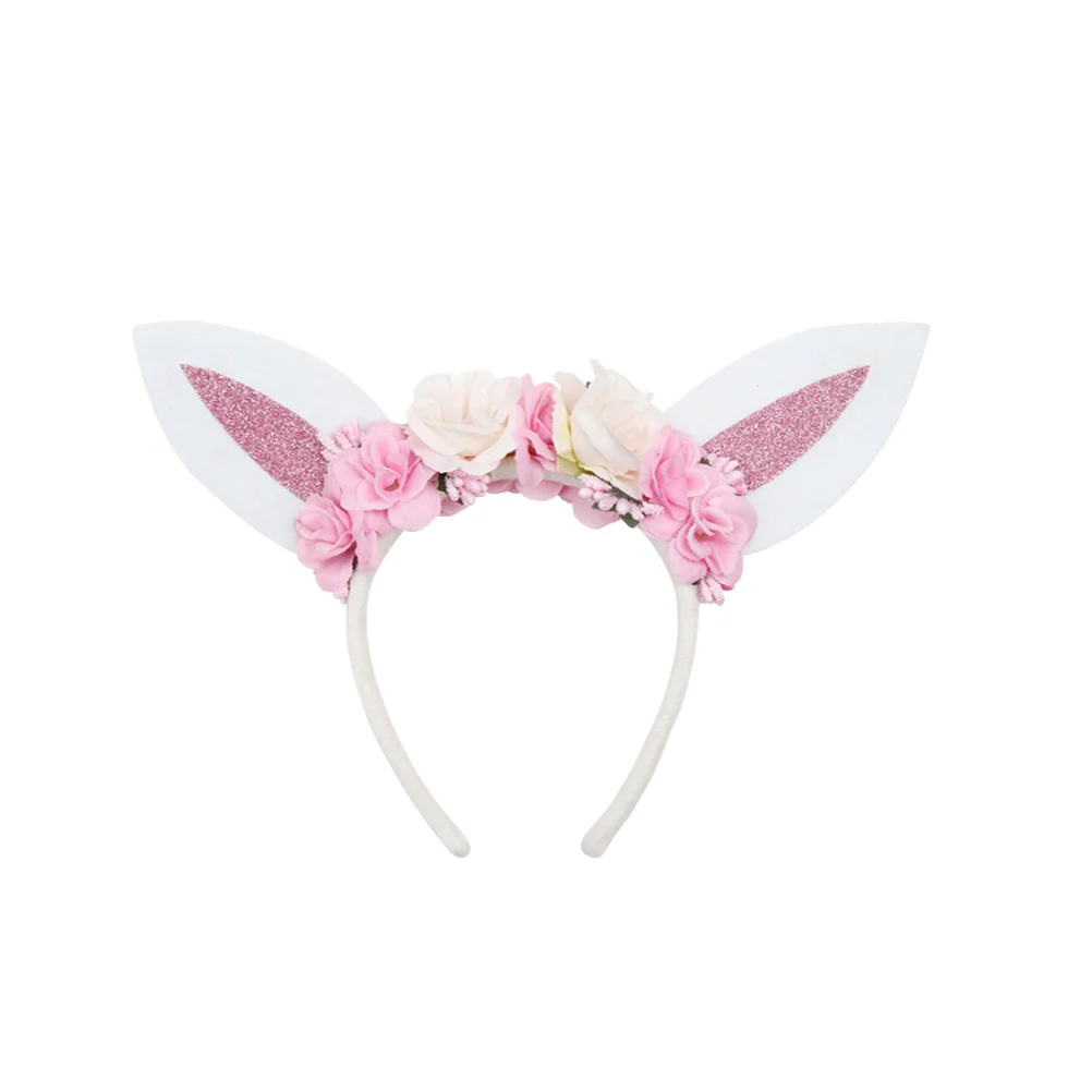 

Beautiful Flower Hair Headdress Rabbit Ear Holiday Party Hair Accessories