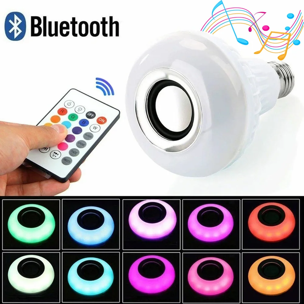 Умный светодиодный светильник E27 RGB музыка Bluetooth-динамик светодиодная лампа с
