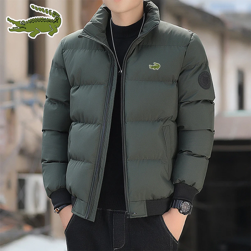 Padded jacket men's trend winter loose fashion solid color casual thickening jacket stand collar cold protection large size shor
