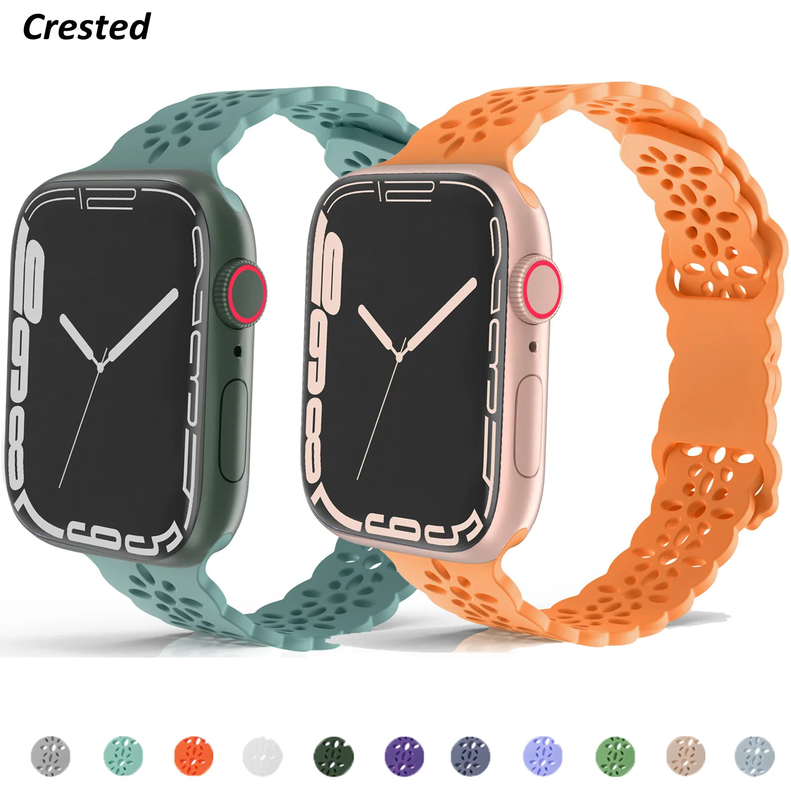 

Lace strap for Apple watch band 40mm 44mm 41mm 45mm 38mm 42mm 45 mm slim Silicone watchband bracelet iWatch serie 6 5 4 3 se 7
