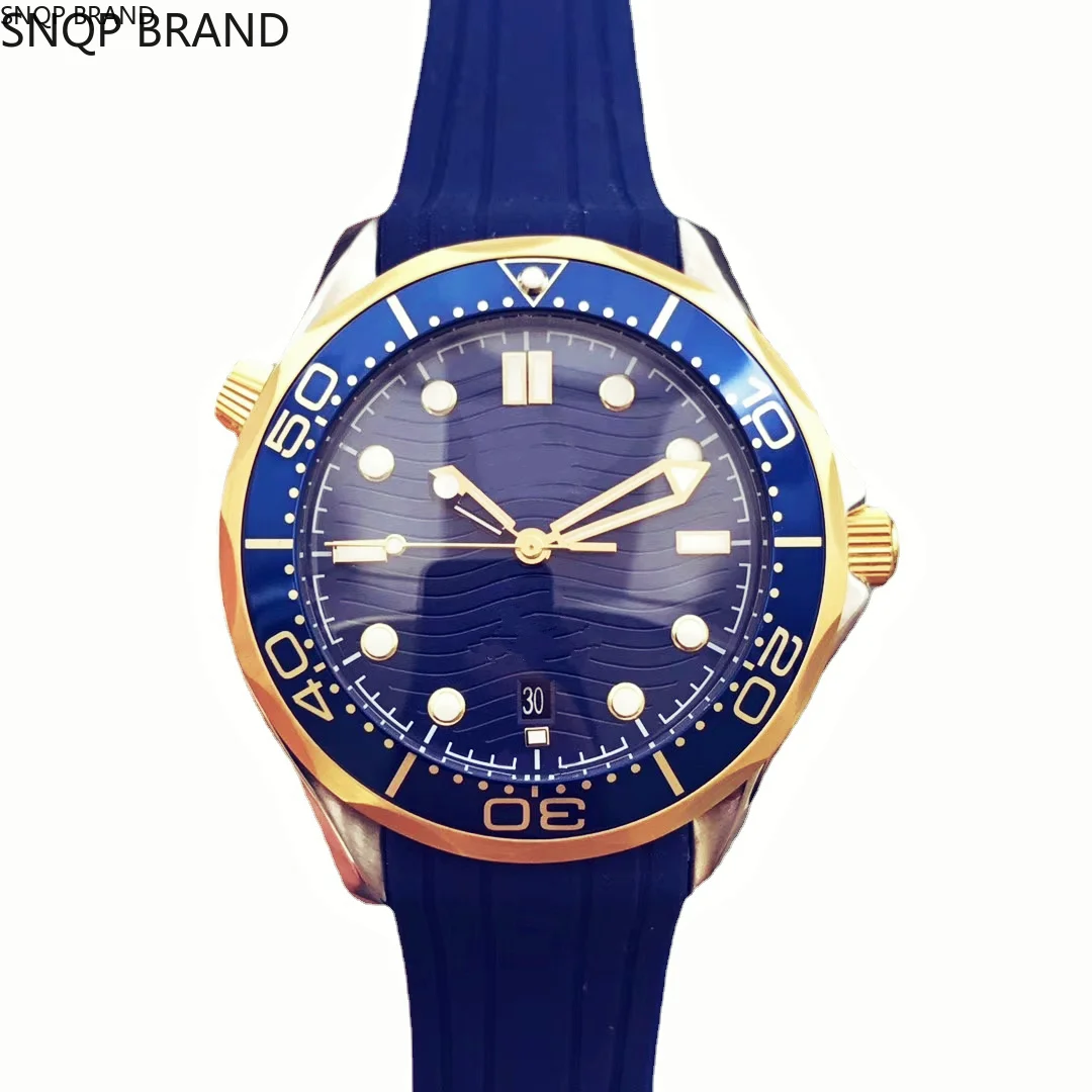 Мужские автоматические механические часы золотые черные синие резиновые