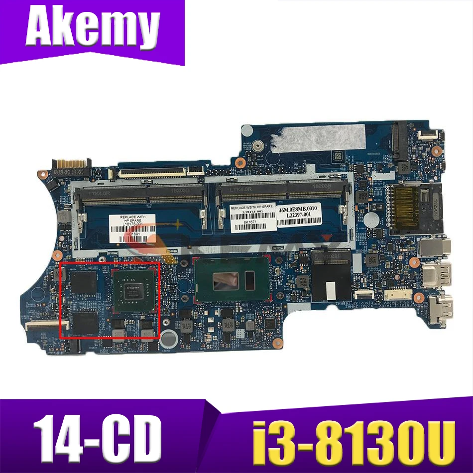 

L18173-601 L18173-001 448.0E906.001B w MX130/2GB GPU i3-8130U CPU for HP Pavilion x360 Conv 14-cd PC NoteBook Laptop Motherboard