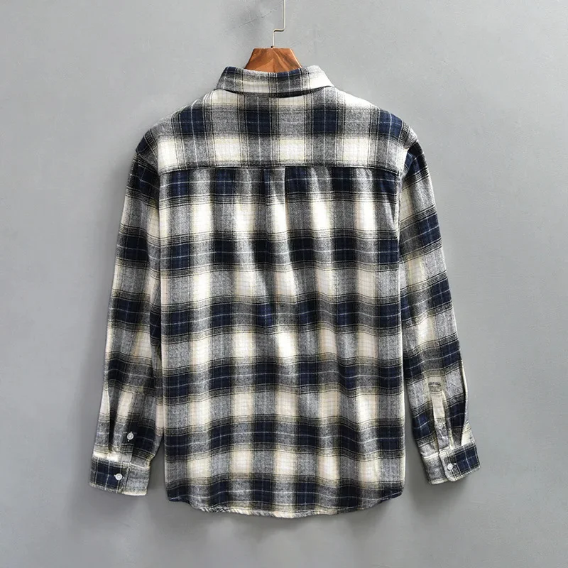 Рубашка в клетку японском стиле мужская весенне-осенняя повседневная свободная