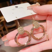 luxury gold multi layer circle super flash diamond earrings for women jewelry personalized fashion net red high sense earrings