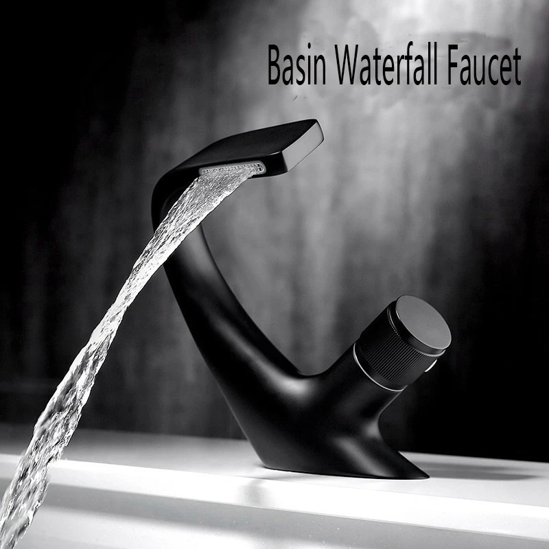 

GTBL Faucet Bathroom Sink Faucets Hot Cold Water Mixer Crane Deck Mounted Single Hole Bath Tap