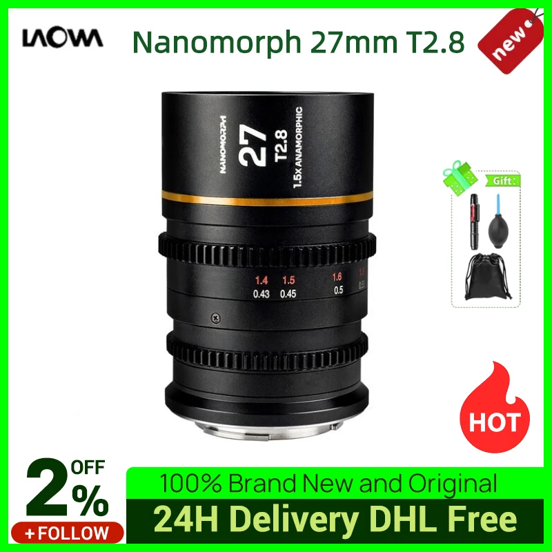 

Venus Optics Laowa Nanomorph 27 мм T2.8 1.5x S35 анаморфный объектив Янтарный Для Sony E Canon EF RF Fuji X Leica L MFT M43 Nikon Z