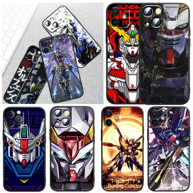 

Robot Gundam Anime For Apple iPhone 13 12 Mini 11 XS Pro Max X XR 8 7 6 Plus SE 2020 5 Black Funda Capa Soft Phone Case