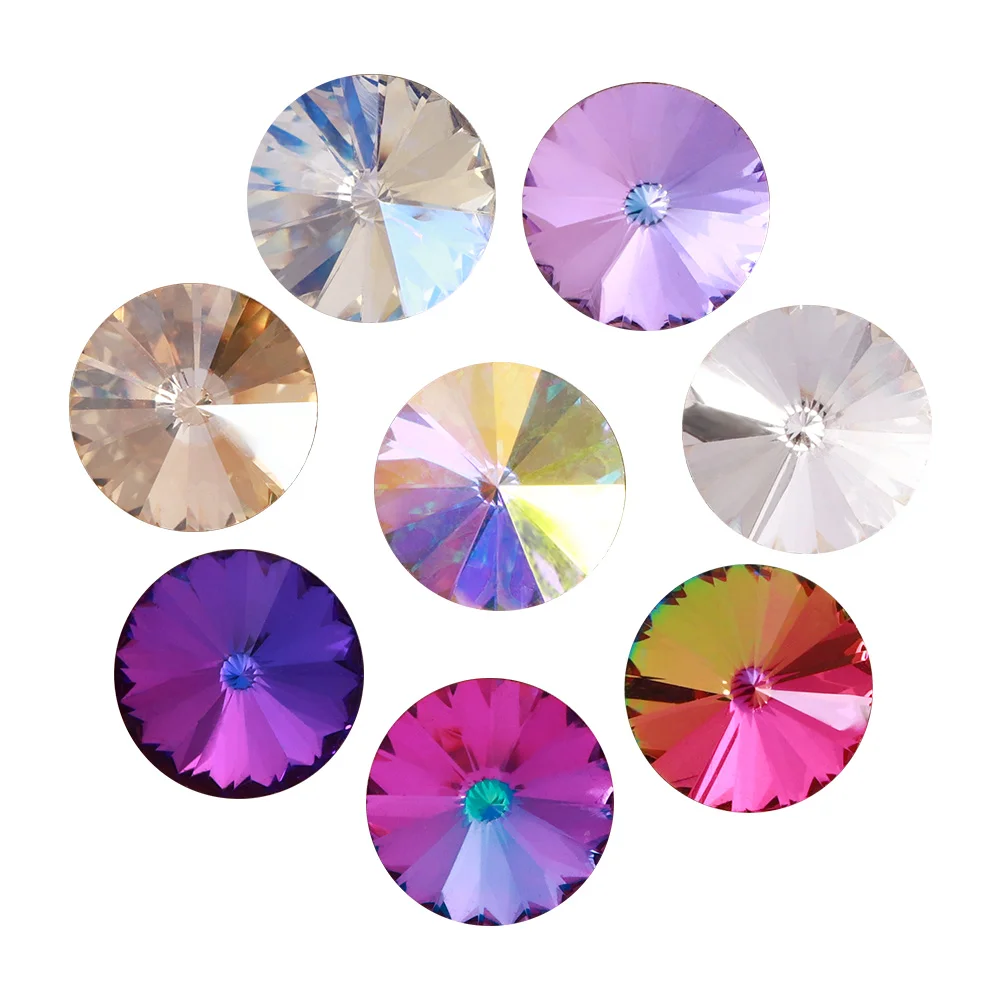 10mm High Quality K9 Rivoli Glass Fancy Rhinestones Pointed Back Glitter Crystal Diamond Nail Gemstones for DIY Nail Decoration