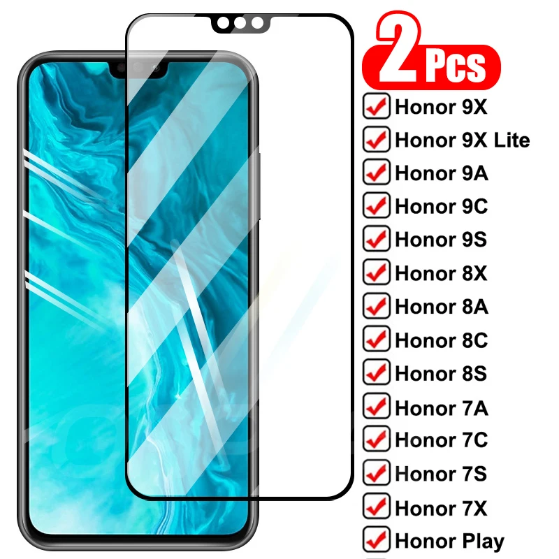 

2Pcs 9D Full Tempered Glass For Huawei Honor 9X Lite 9A 9C 9S 8X 8A 8C 8S 7A 7C 7X 7S Play Screen Protector Protective Glass