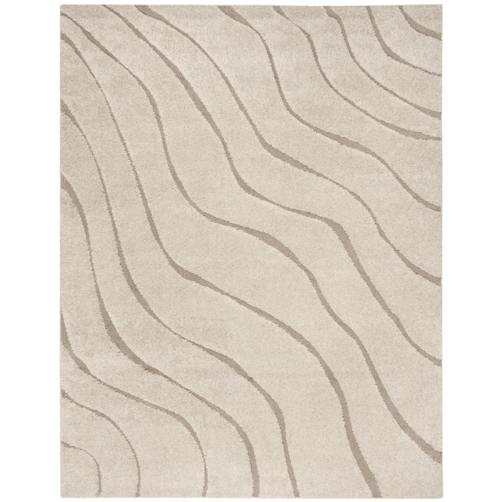 

SAFAVIEH Florida Tabitha Geometric Waves Shag Area Rug, Cream/Beige, 8' x 10'
