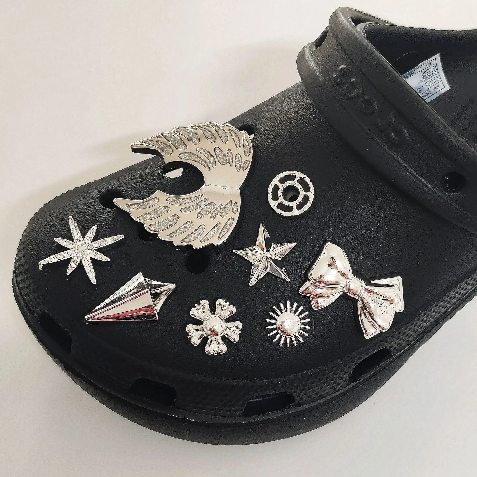 16 шт./лот подвески для обуви крылья звезда снежинка бант аксессуары сабо