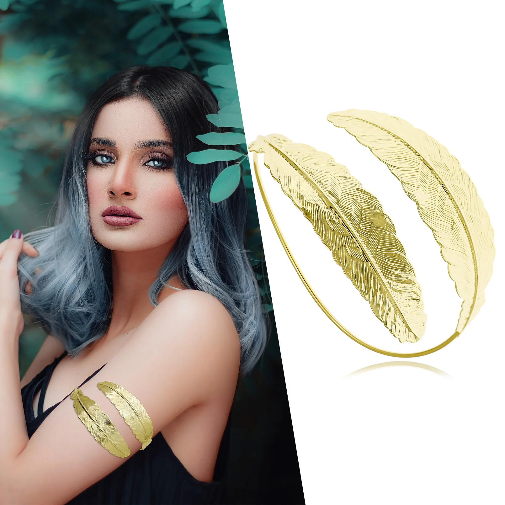 Золотой спиральный изогнутый браслет для женщин, манжета на плечо, обертка на верхнюю полоску, браслет, армбанд, ювелирные изделия, свадебные аксессуары, подарки.