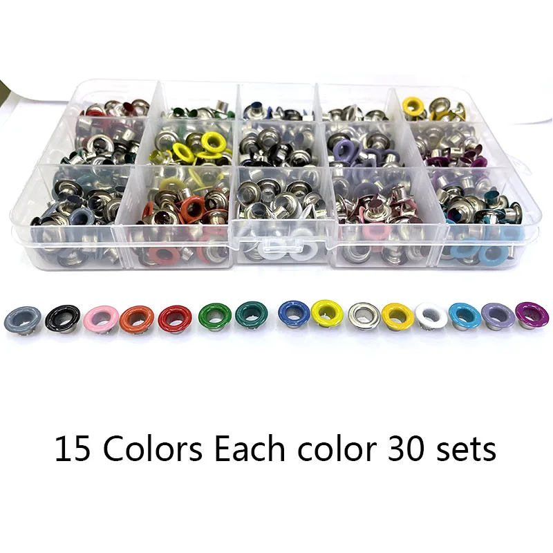 15 цветов 5 мм люверсы многоцветные газовые заклепки 450 наборов петлей шнурки