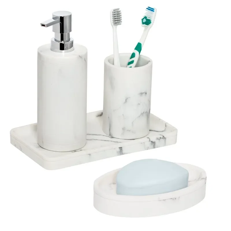 

Do 4-Piece Marble Bath Accessory Set, Marble